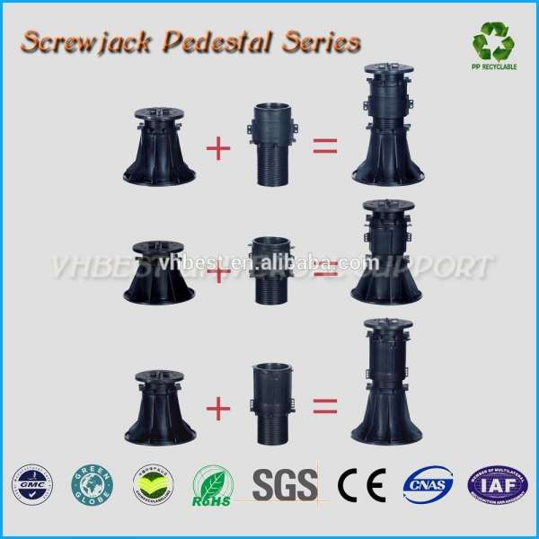 Adjustable Plastic Pedestal System for Decking